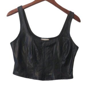 Altard State Top Womens Small Black Vegan Leather Corset Tank Crop Boho Goth